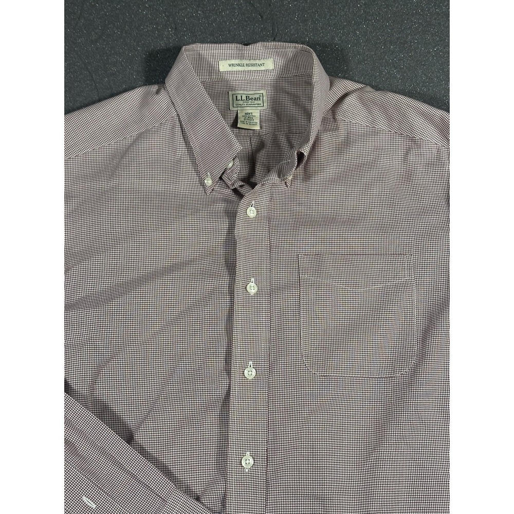 LL Bean Oxford Button-Down Men's Red Shirt Large Reg Wrinkle Resistant - Picture 2 of 6